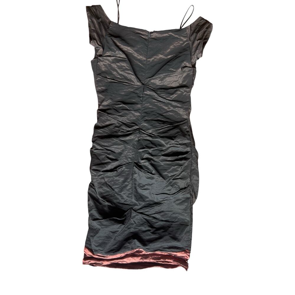 Nicole Miller Collection Black Cocktail Dress Petite Small Ruffled Elegant Sz 2